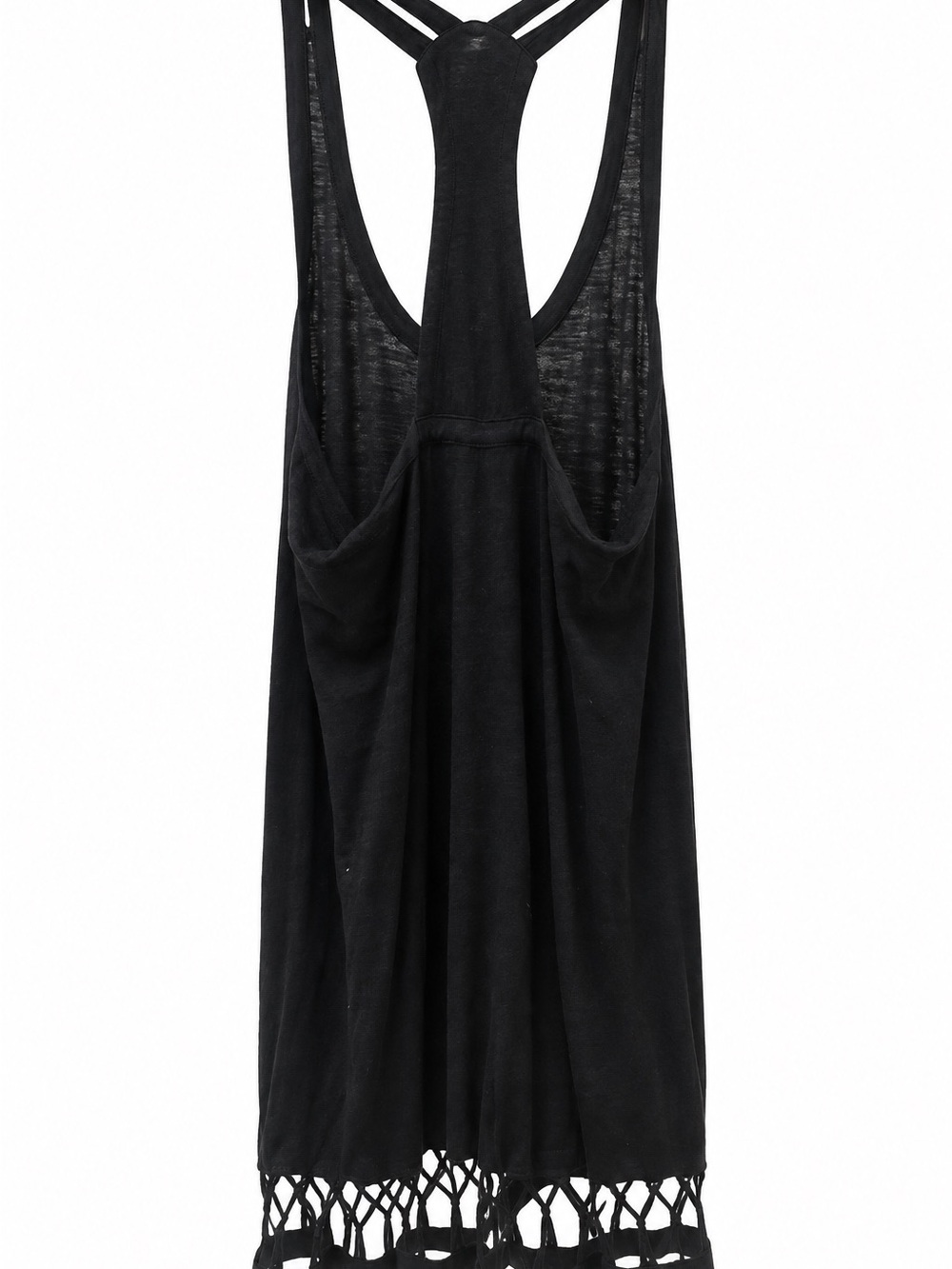 BCBGeneration Black Racerback dress with Macramé Hem